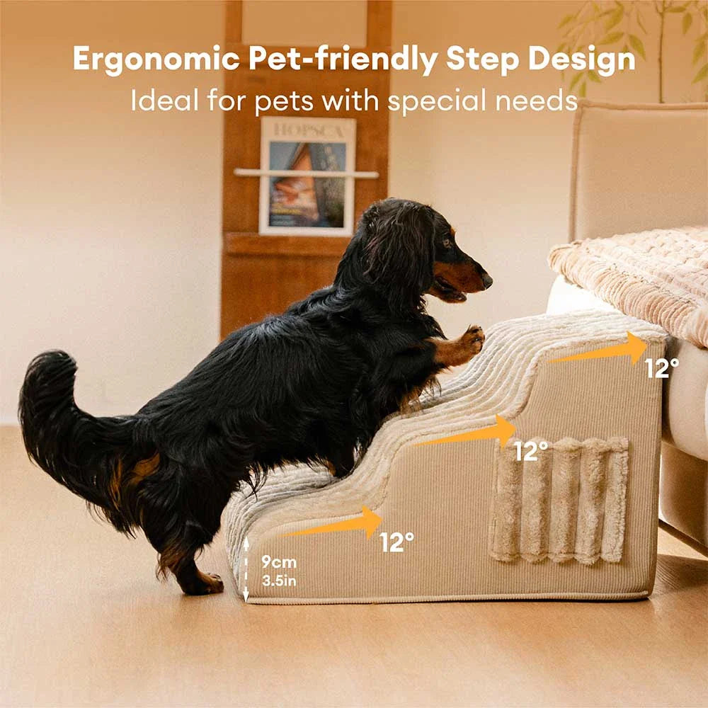 2 in 1 Fluffy Plush Sponge Detachable Pet Stair&Bed - CreamyRamp