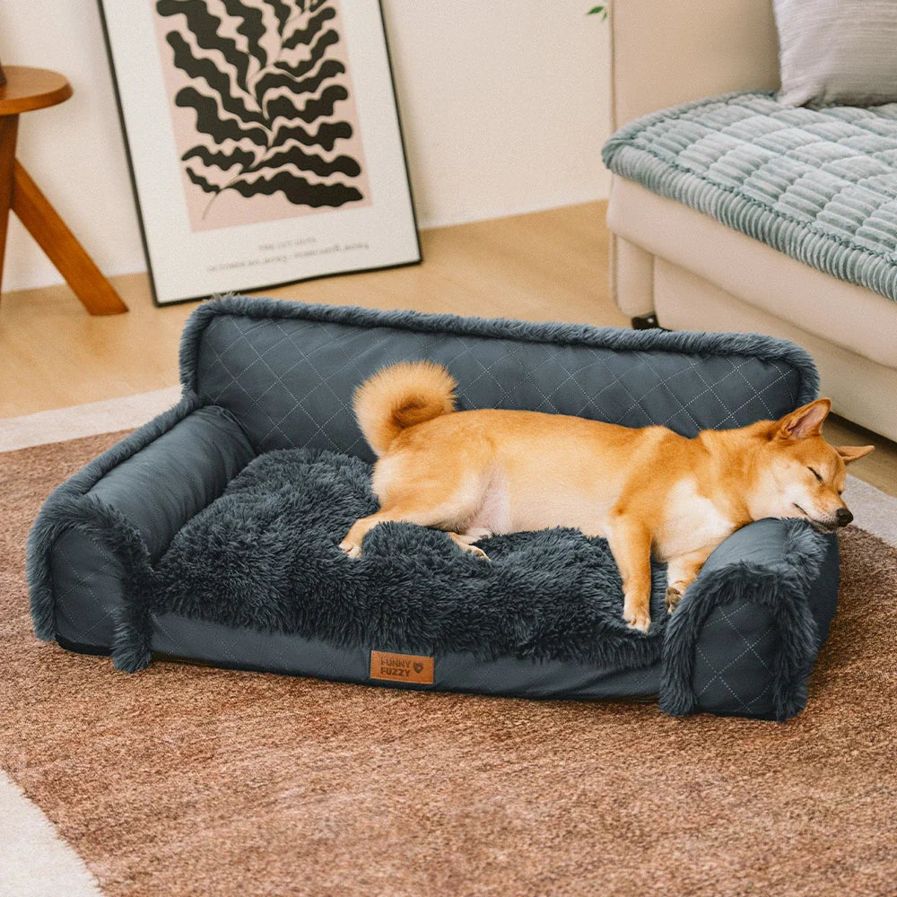 Luxe Faux Leather&Plush Removable Sponge Orthopedic Dog Bed - WarmRest
