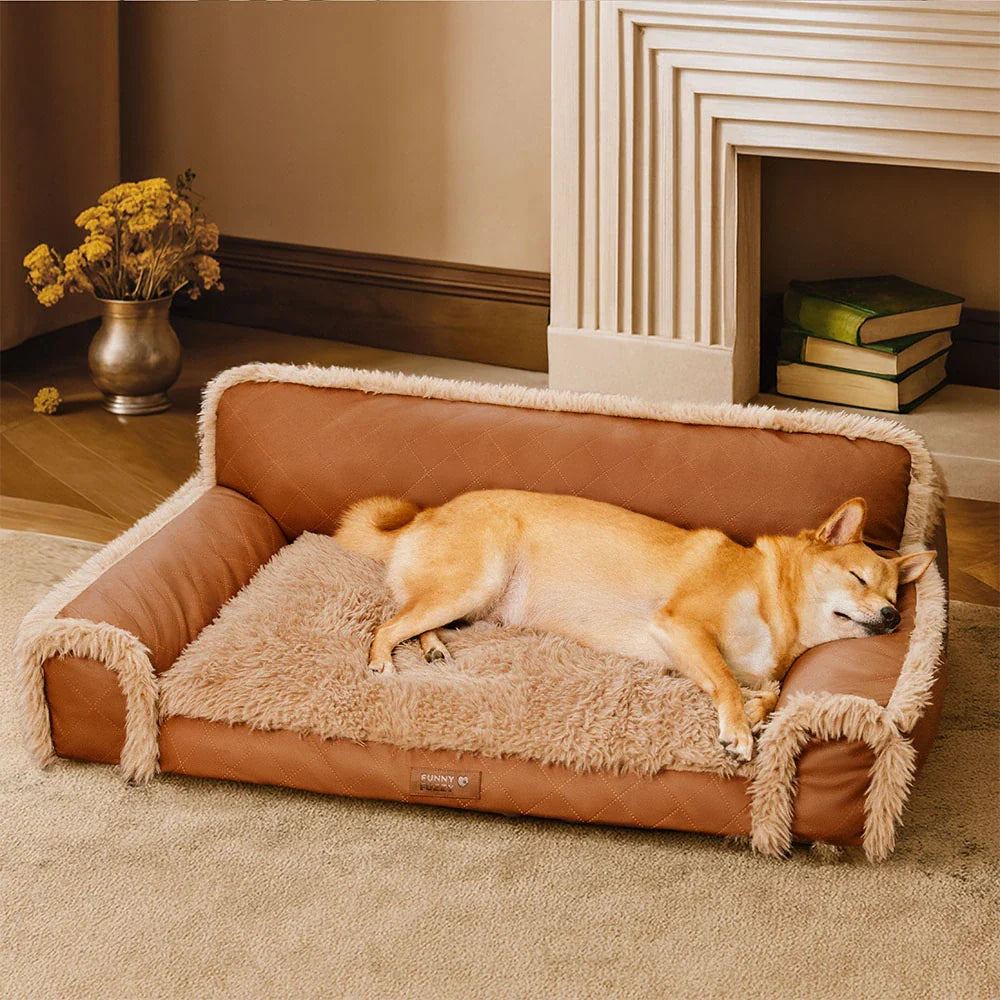 Luxe Faux Leather&Plush Removable Sponge Orthopedic Dog Bed - WarmRest