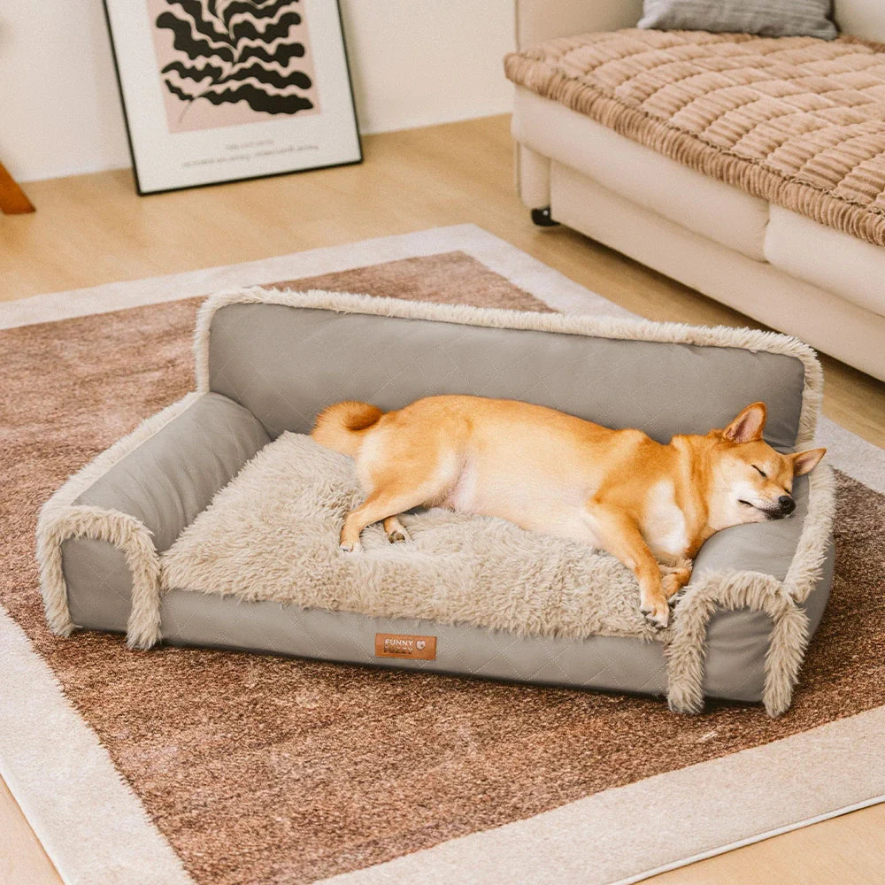 Luxe Faux Leather&Plush Removable Sponge Orthopedic Dog Bed - WarmRest