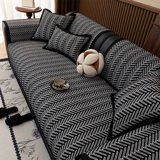 Modern Chic Herringbone Chenille Anti-scratch Non-Slip Couch Cover
