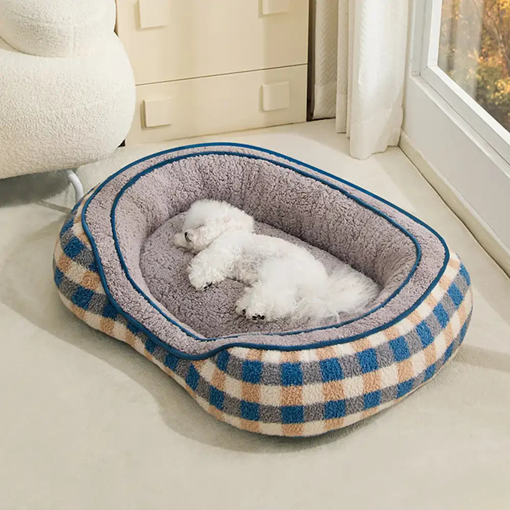 Oval Teddy Velvet Large Space Comfortable Deep Sleep Donut Dog Bed