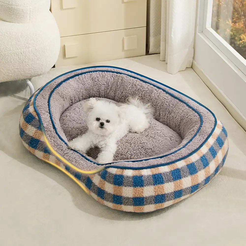Oval Teddy Velvet Large Space Comfortable Deep Sleep Donut Dog Bed