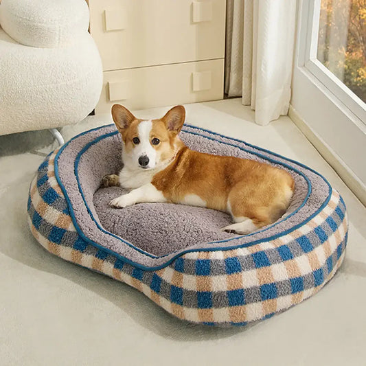 Oval Teddy Velvet Large Space Comfortable Deep Sleep Donut Dog Bed