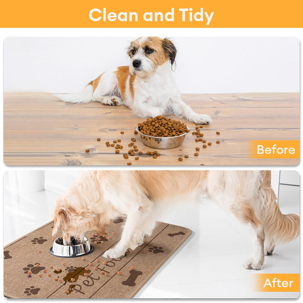 Paw & Bone Pattern Non-Slip Absorbent Pet Feeding Mat for Dog and Cat