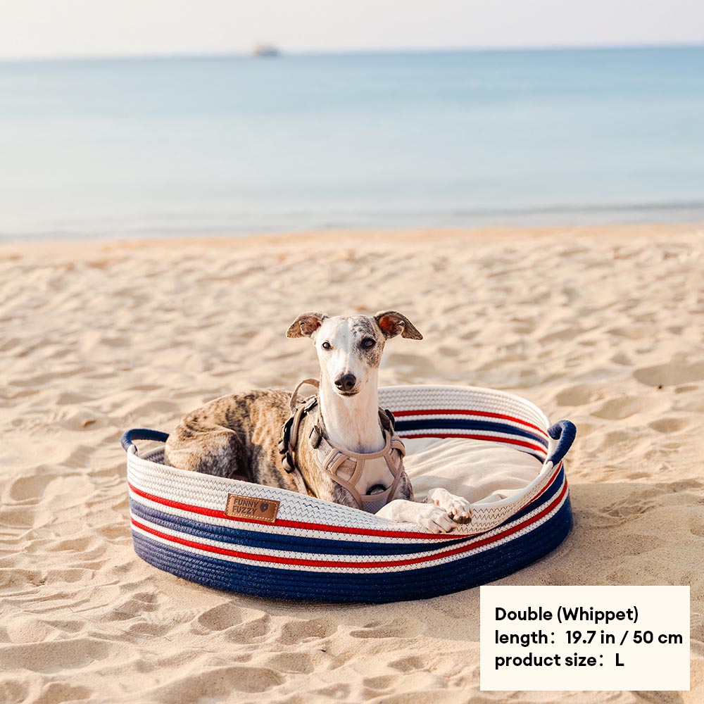 Handcrafted Stripe Calming Pet Bed - Timeless Nest