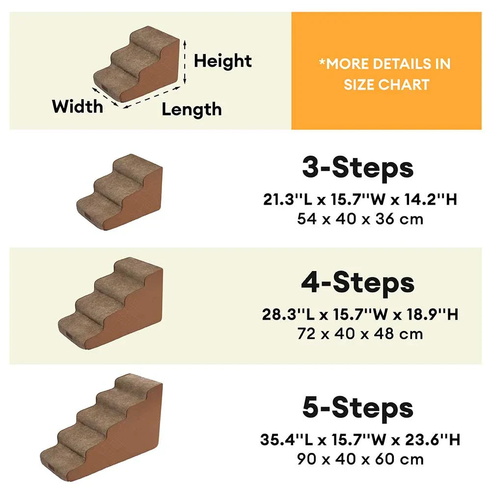 Faux Leather High-Density Sponge Removable Pet Stairs - LuxeStep