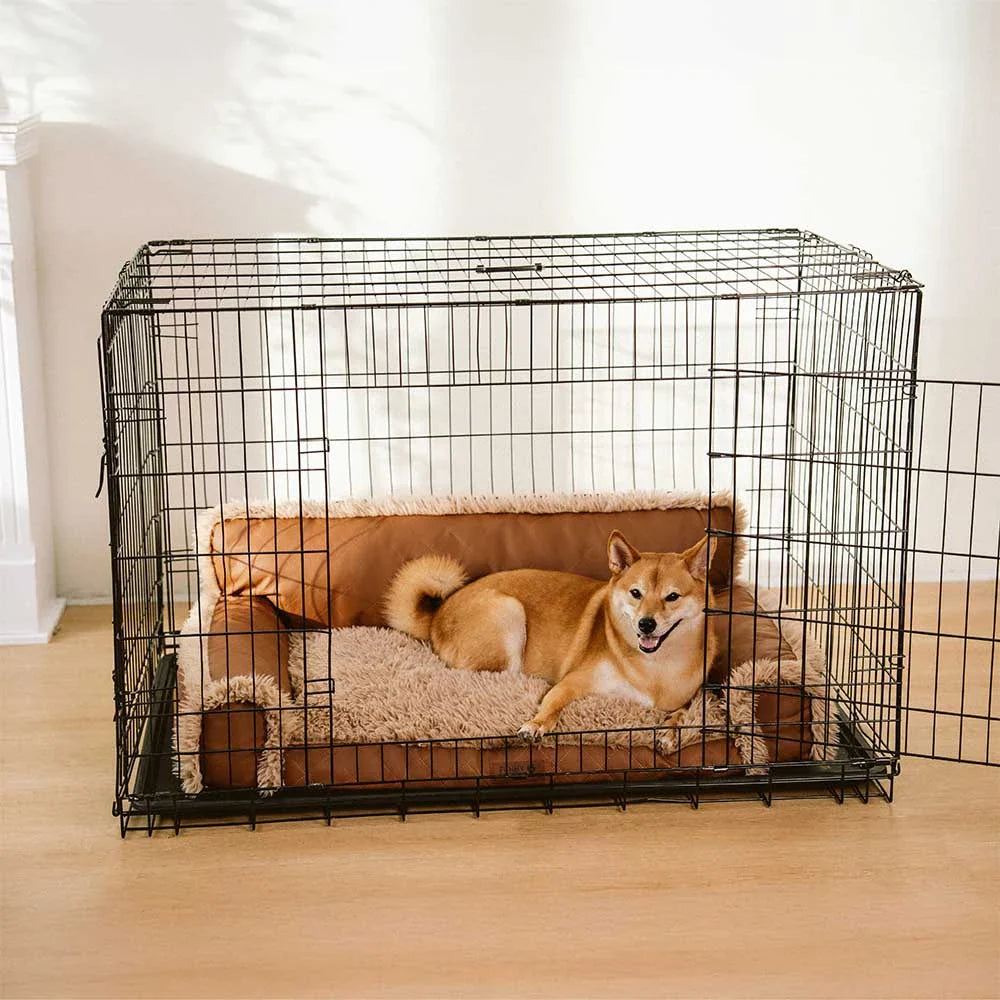 Luxe Faux Leather＆Plush Removable Sponge Orthopedic Dog Bed - WarmRest