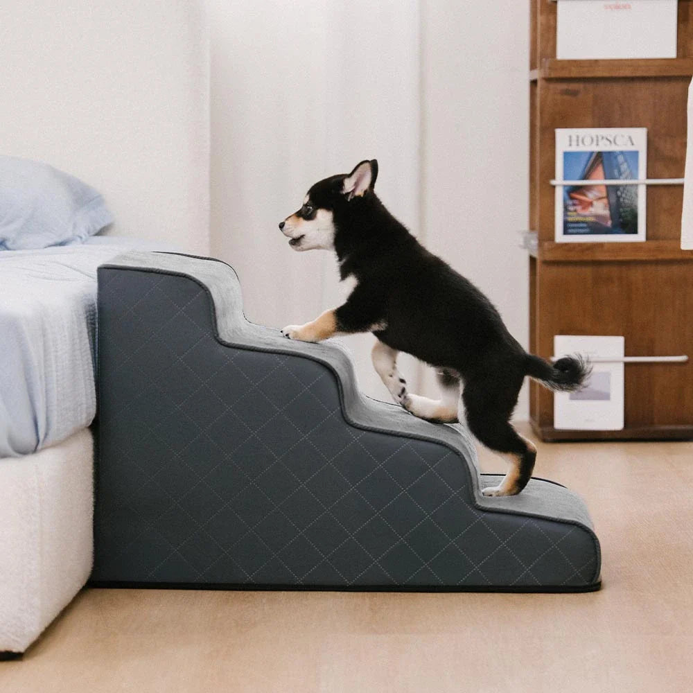Faux Leather High-Density Sponge Removable Pet Stairs - LuxeStep