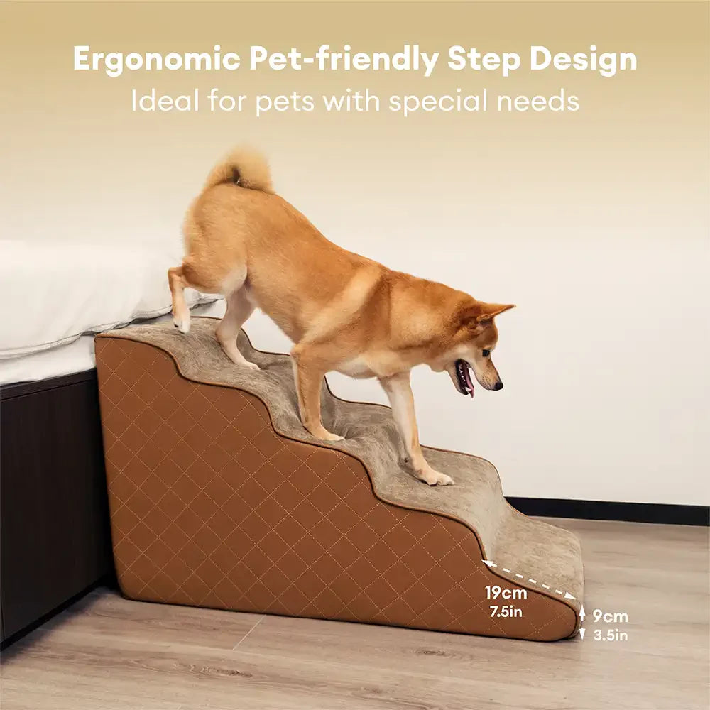 Faux Leather High-Density Sponge Removable Pet Stairs - LuxeStep
