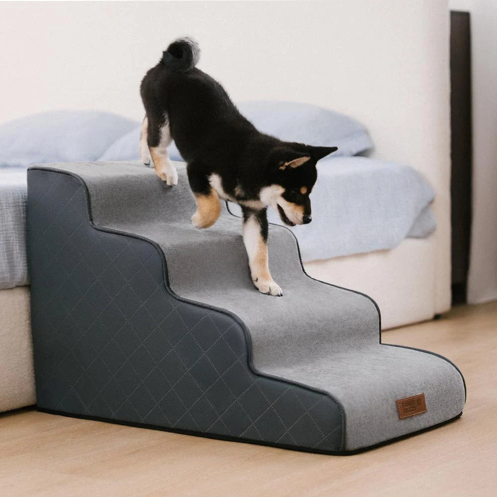 Faux Leather High-Density Sponge Removable Pet Stairs - LuxeStep