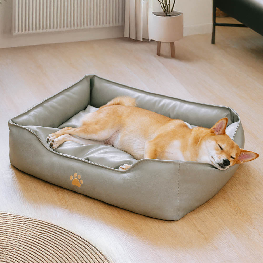 Luxury Faux Leather Waterproof Removable Dog Sofa Bed