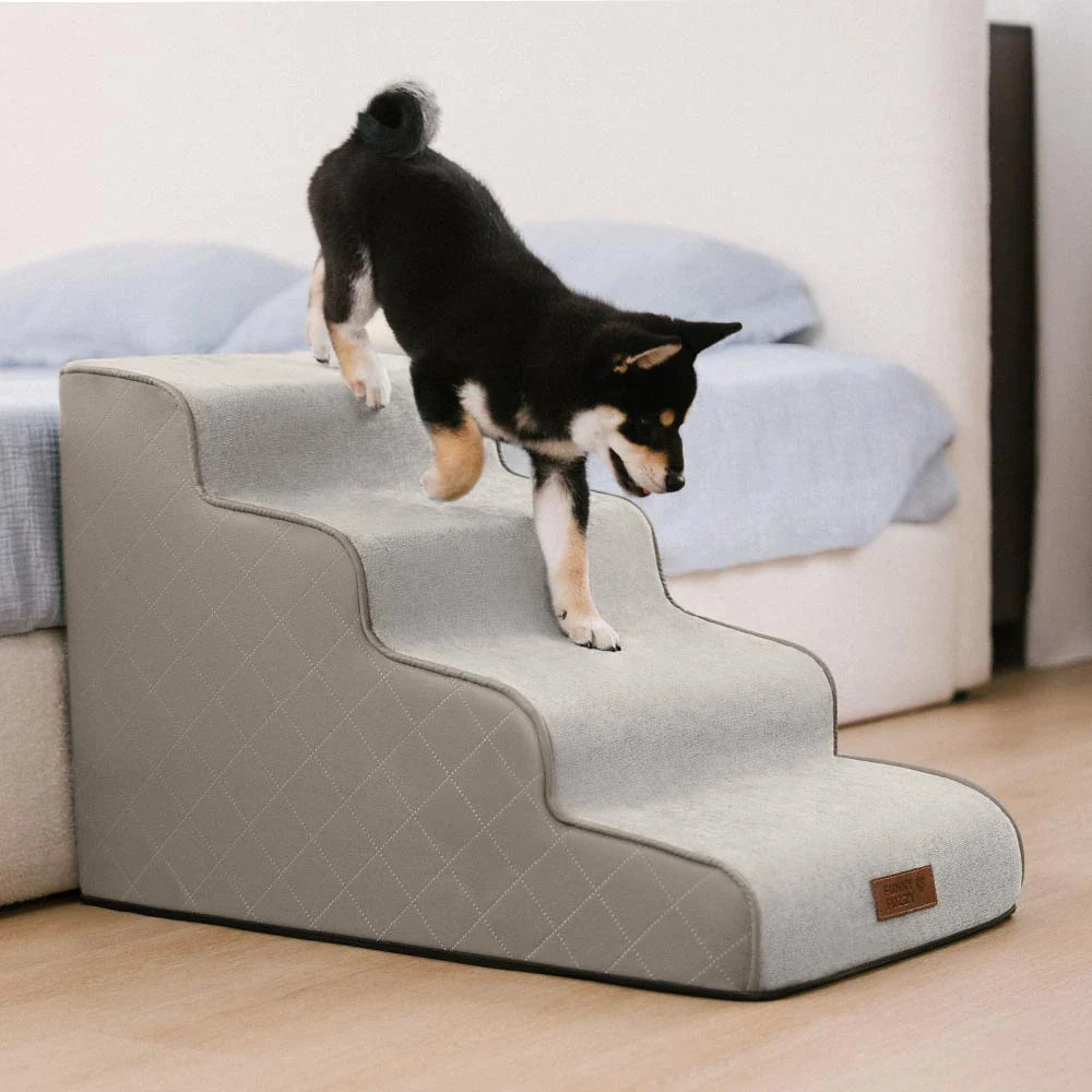 Faux Leather High-Density Sponge Removable Pet Stairs - LuxeStep