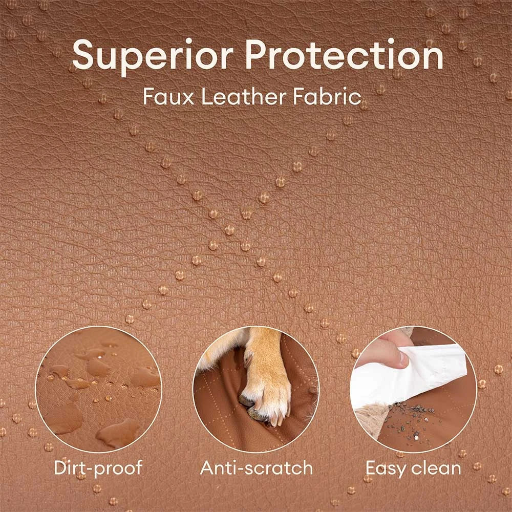 Luxe Faux Leather＆Plush Removable Sponge Orthopedic Dog Bed - WarmRest
