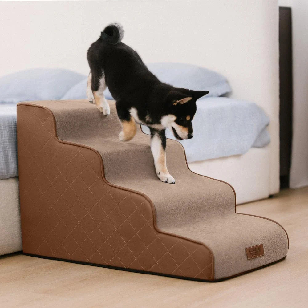 Faux Leather High-Density Sponge Removable Pet Stairs - LuxeStep