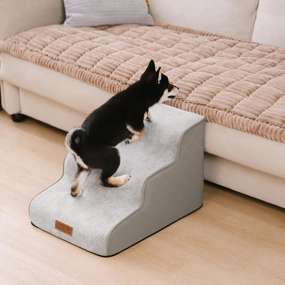 Faux Leather High-Density Sponge Removable Pet Stairs - LuxeStep