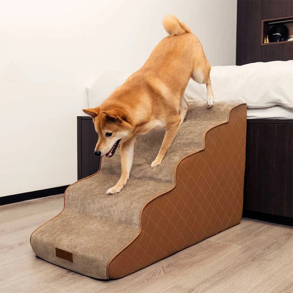 Faux Leather High-Density Sponge Removable Pet Stairs - LuxeStep