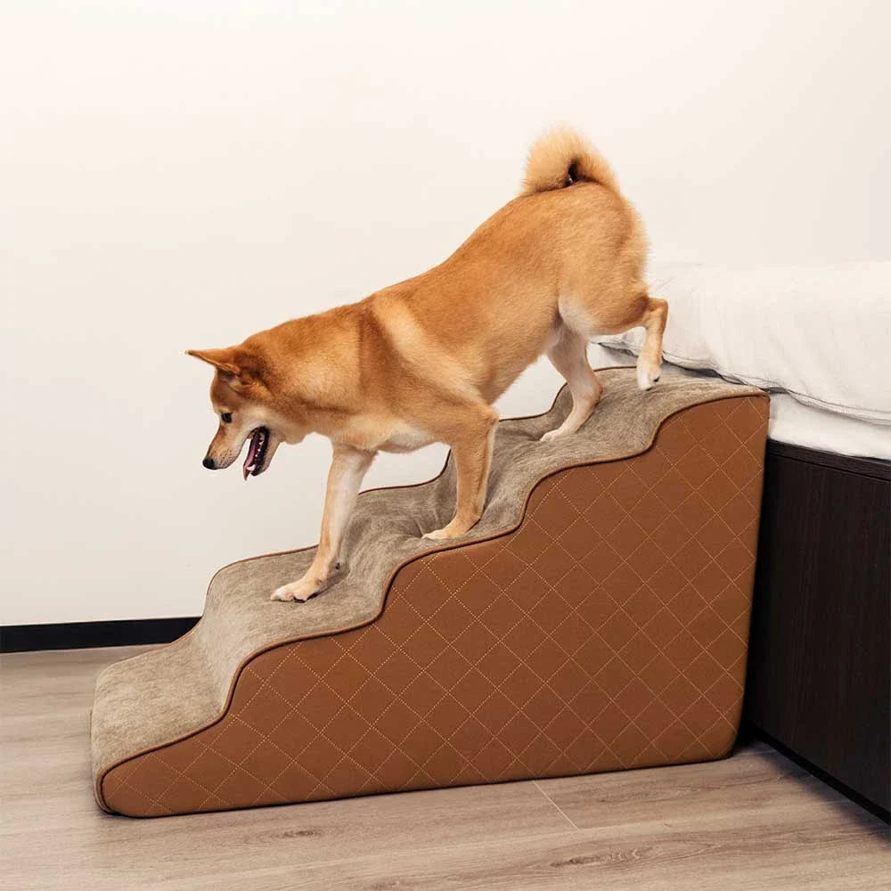 Faux Leather High-Density Sponge Removable Pet Stairs - LuxeStep