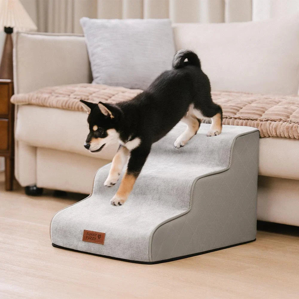 Faux Leather High-Density Sponge Removable Pet Stairs - LuxeStep