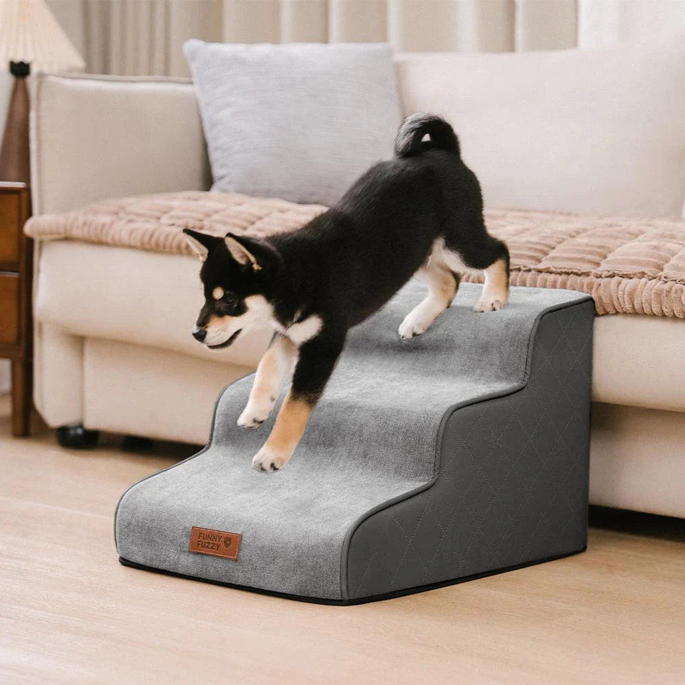 Faux Leather High-Density Sponge Removable Pet Stairs - LuxeStep