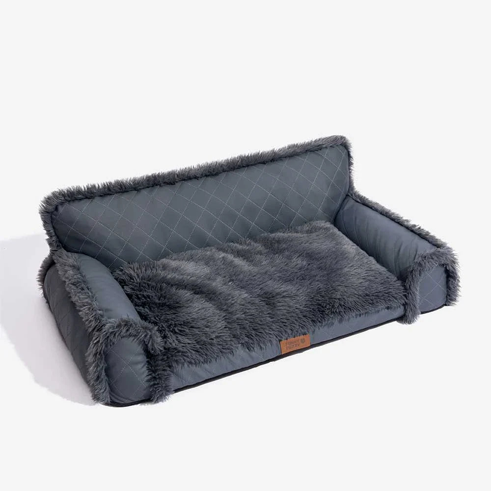 Luxe Faux Leather＆Plush Removable Sponge Orthopedic Dog Bed - WarmRest