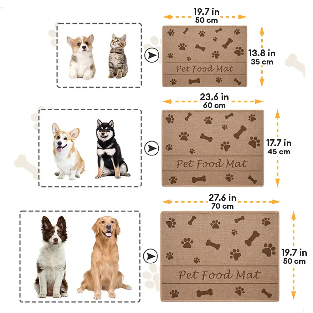 Paw & Bone Pattern Non-Slip Absorbent Pet Feeding Mat for Dog and Cat