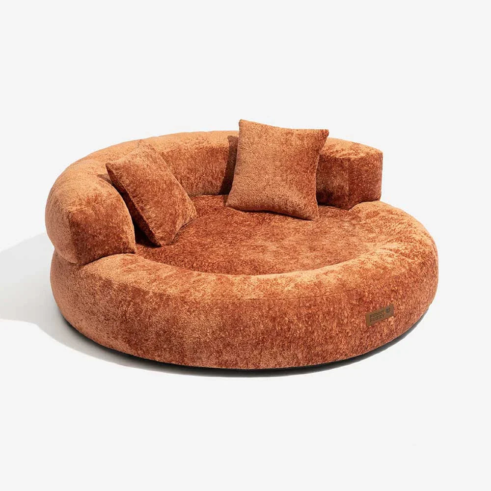 Luxe Diamond Velvet Removable Orthopedic Donut Dog Bed With Pillow - DreamNest