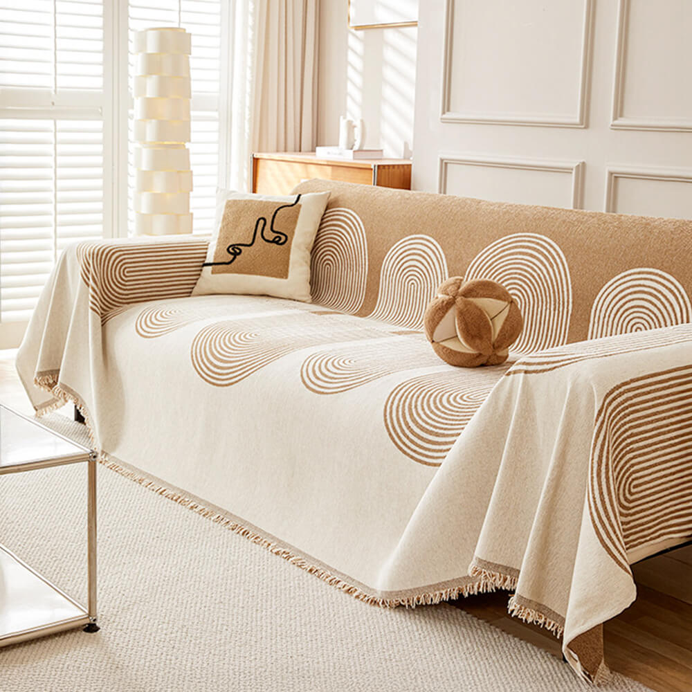 Geometric Pattern Reversible Chenille Throw Couch Cover