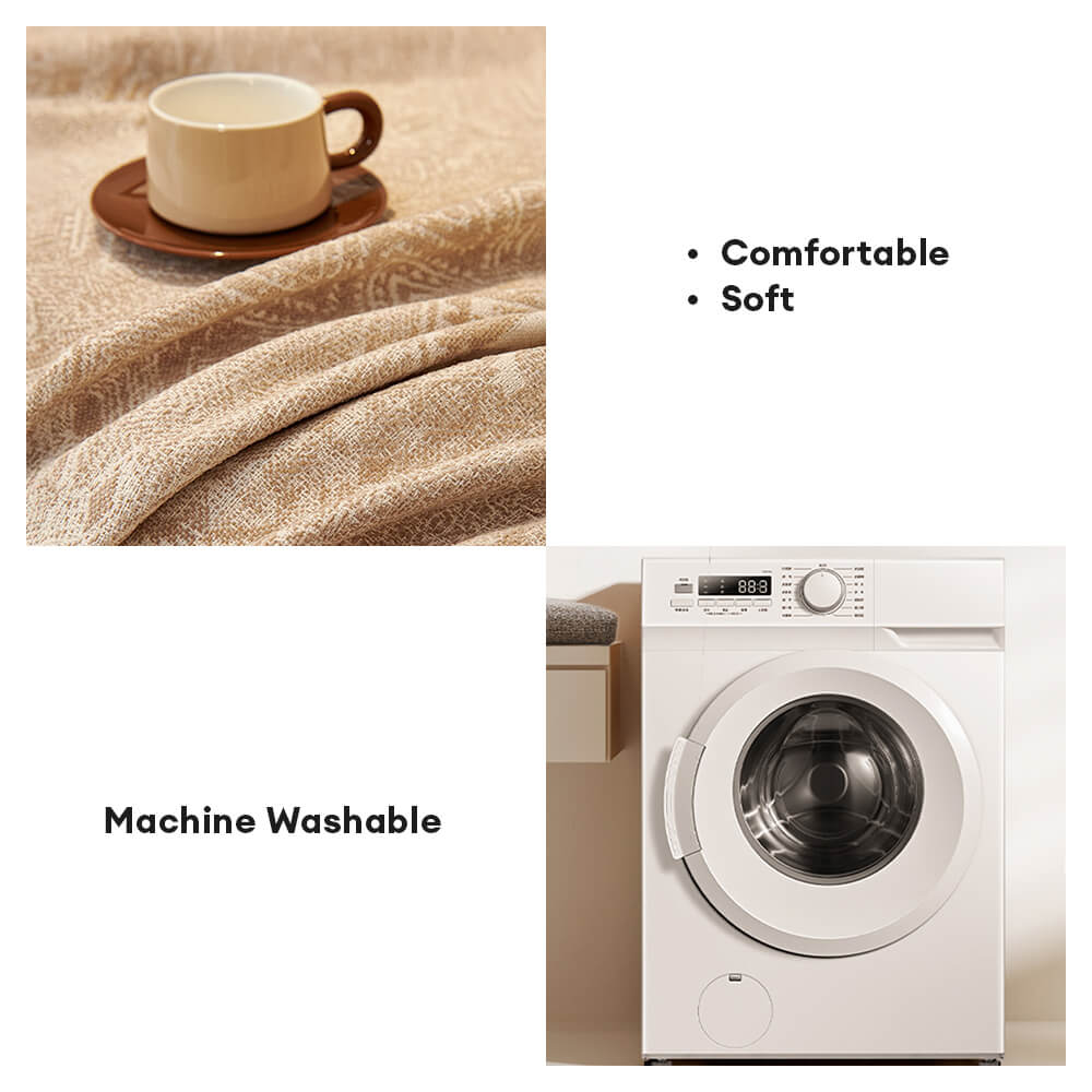 Moroccan Pattern Reversible Chenille Cat-Scratch Resistant Throw Couch Cover