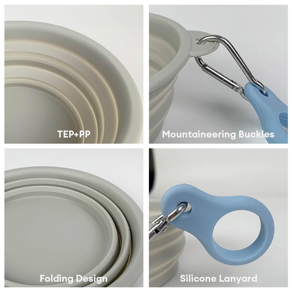 Portable Foldable Expandable Silicone Dog Food & Water Bowls