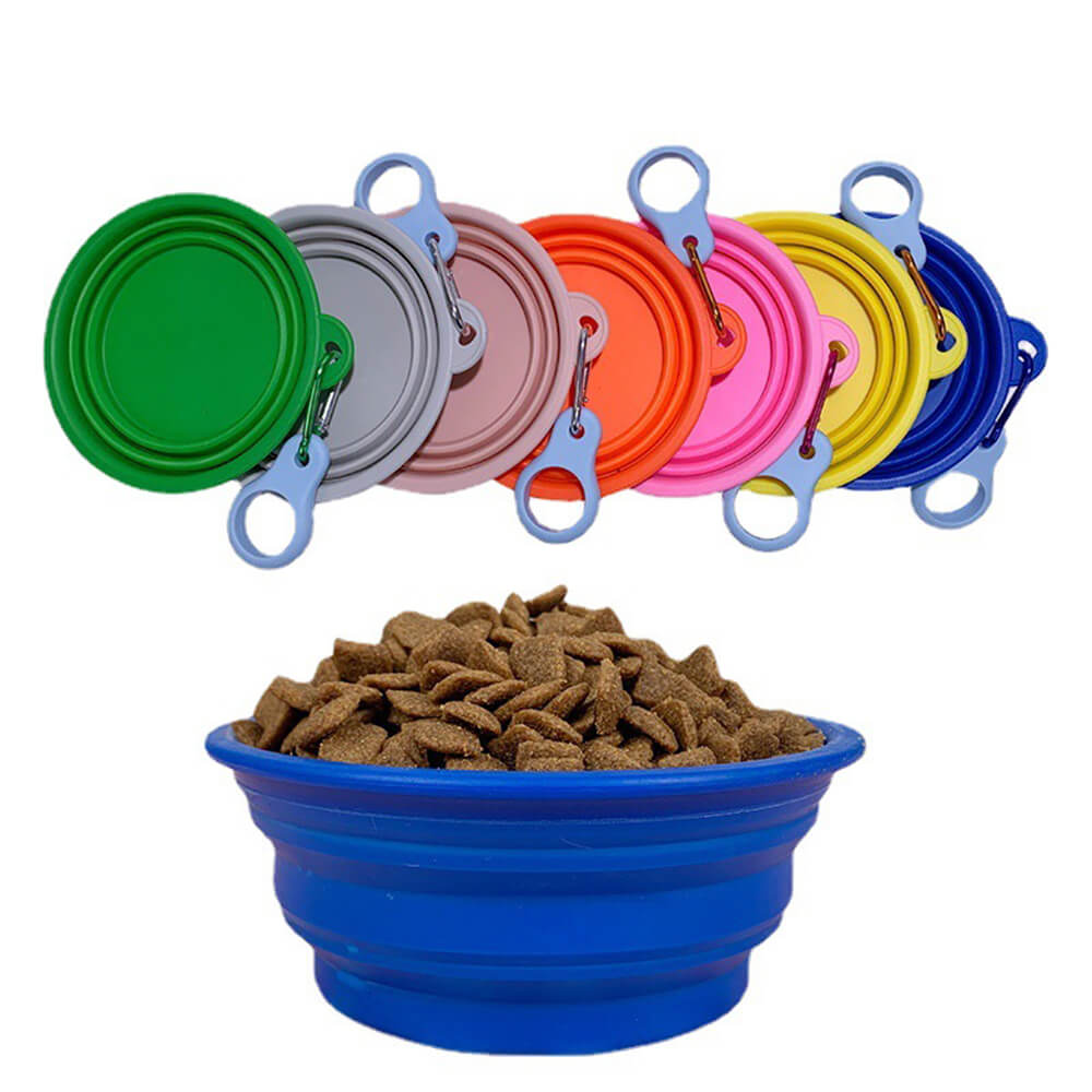 Portable Foldable Expandable Silicone Dog Food & Water Bowls