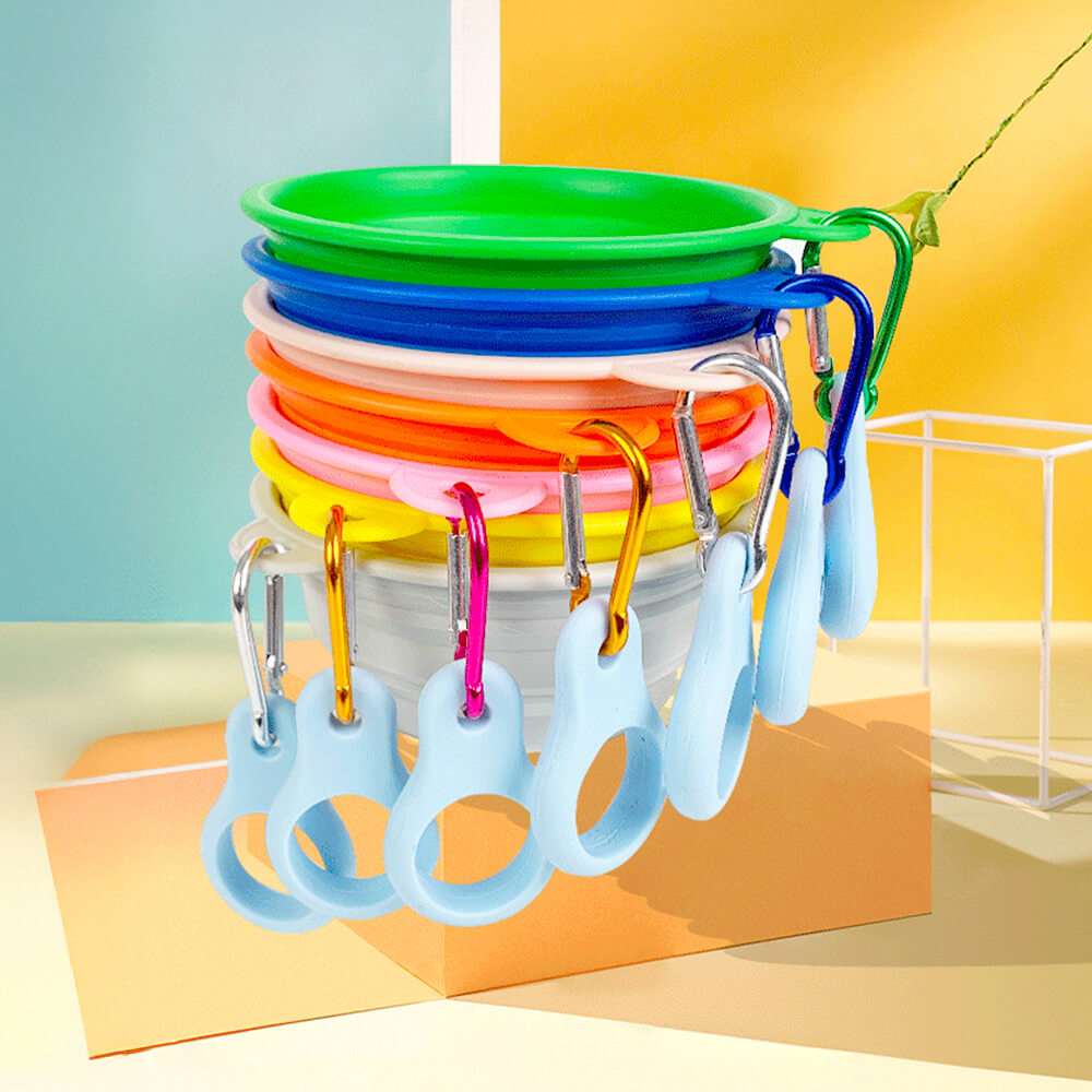 Portable Foldable Expandable Silicone Dog Food & Water Bowls