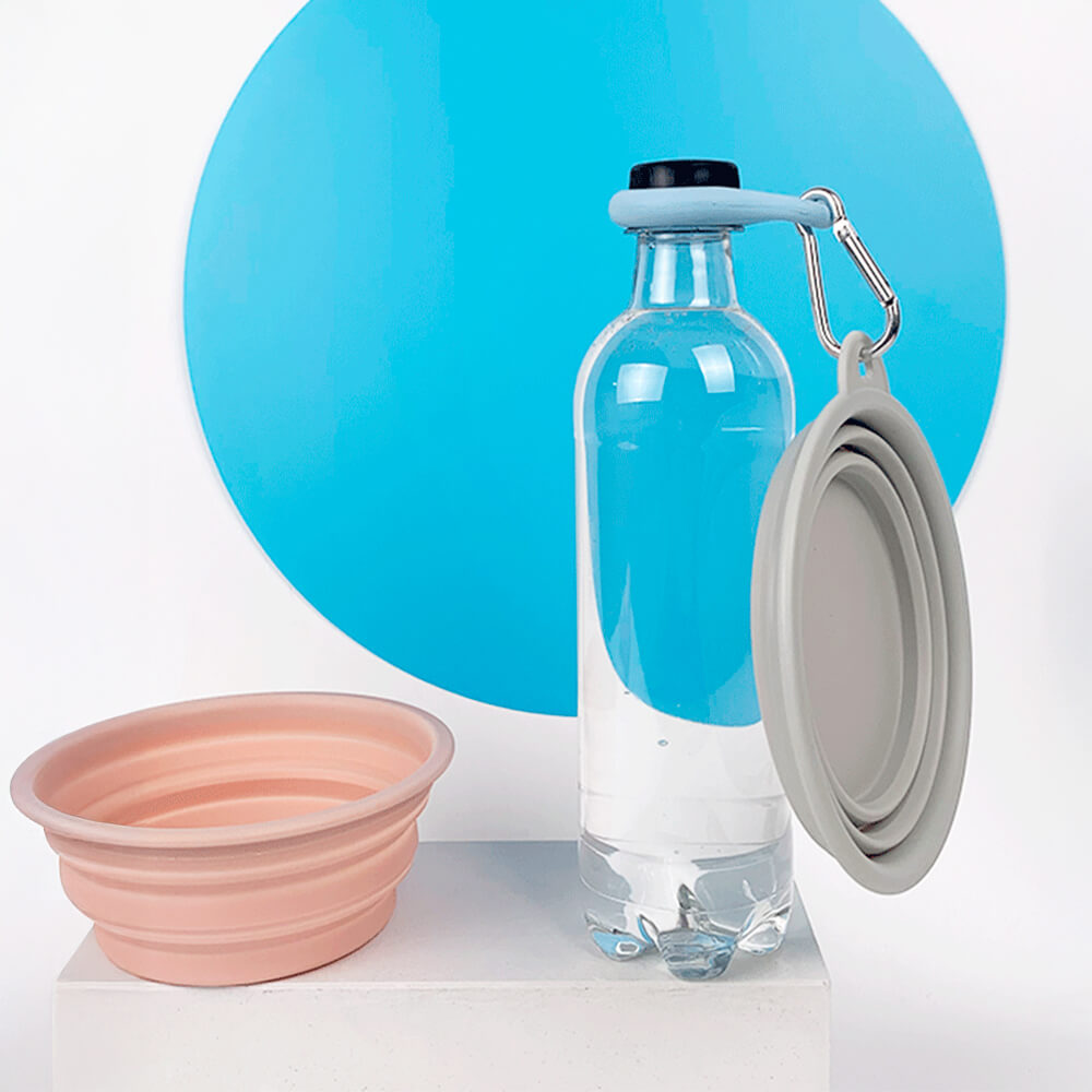 Portable Foldable Expandable Silicone Dog Food & Water Bowls