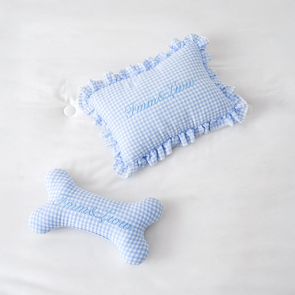 Soft Gingham Washable Dog & Cat Sofa Bed with Pillows