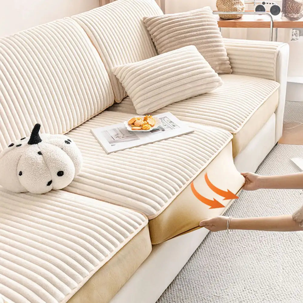 Fashion Straight Plush Comfortable Sofa Protective Stretch Magic Couch Cover