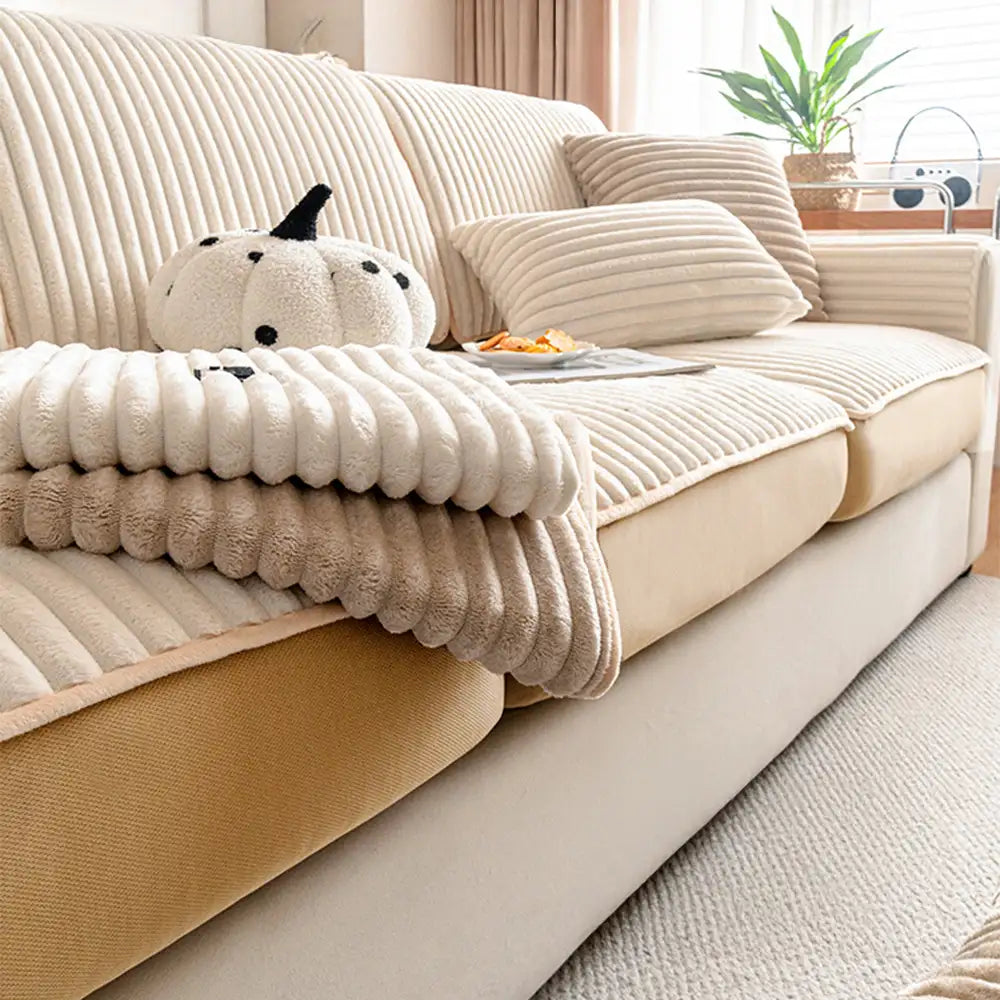 Fashion Straight Plush Comfortable Sofa Protective Stretch Magic Couch Cover