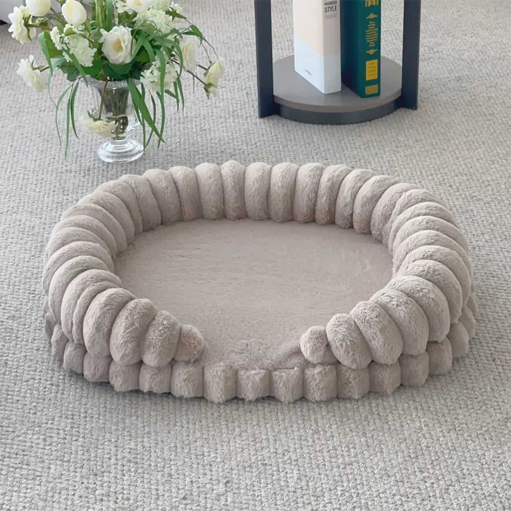 Fluffy Thickened Warm Oval Calming Comfort Dog Sofa Bed