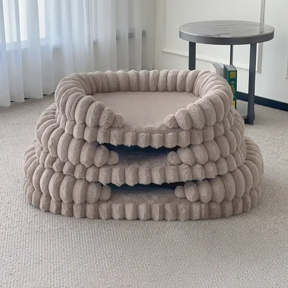 Fluffy Thickened Warm Oval Calming Comfort Dog Sofa Bed