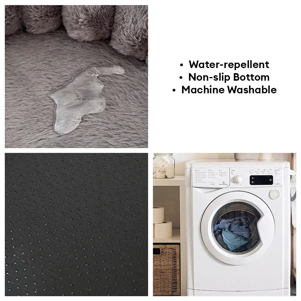 Fluffy Thickened Warm Oval Calming Comfort Dog Sofa Bed