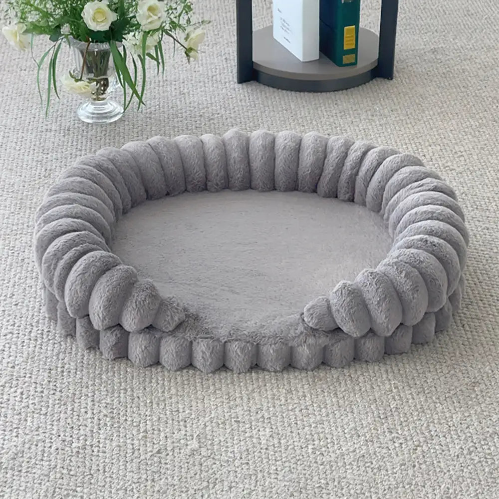 Fluffy Thickened Warm Oval Calming Comfort Dog Sofa Bed