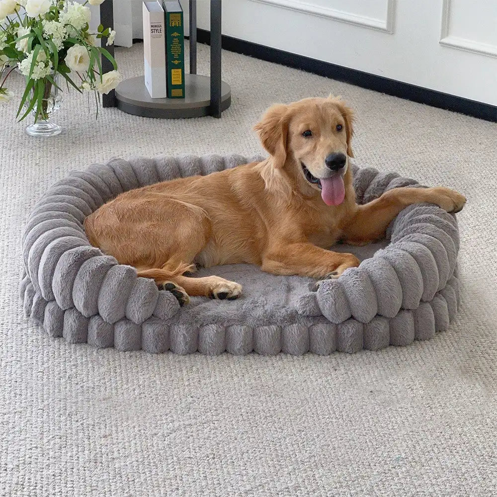 Fluffy Thickened Warm Oval Calming Comfort Dog Sofa Bed