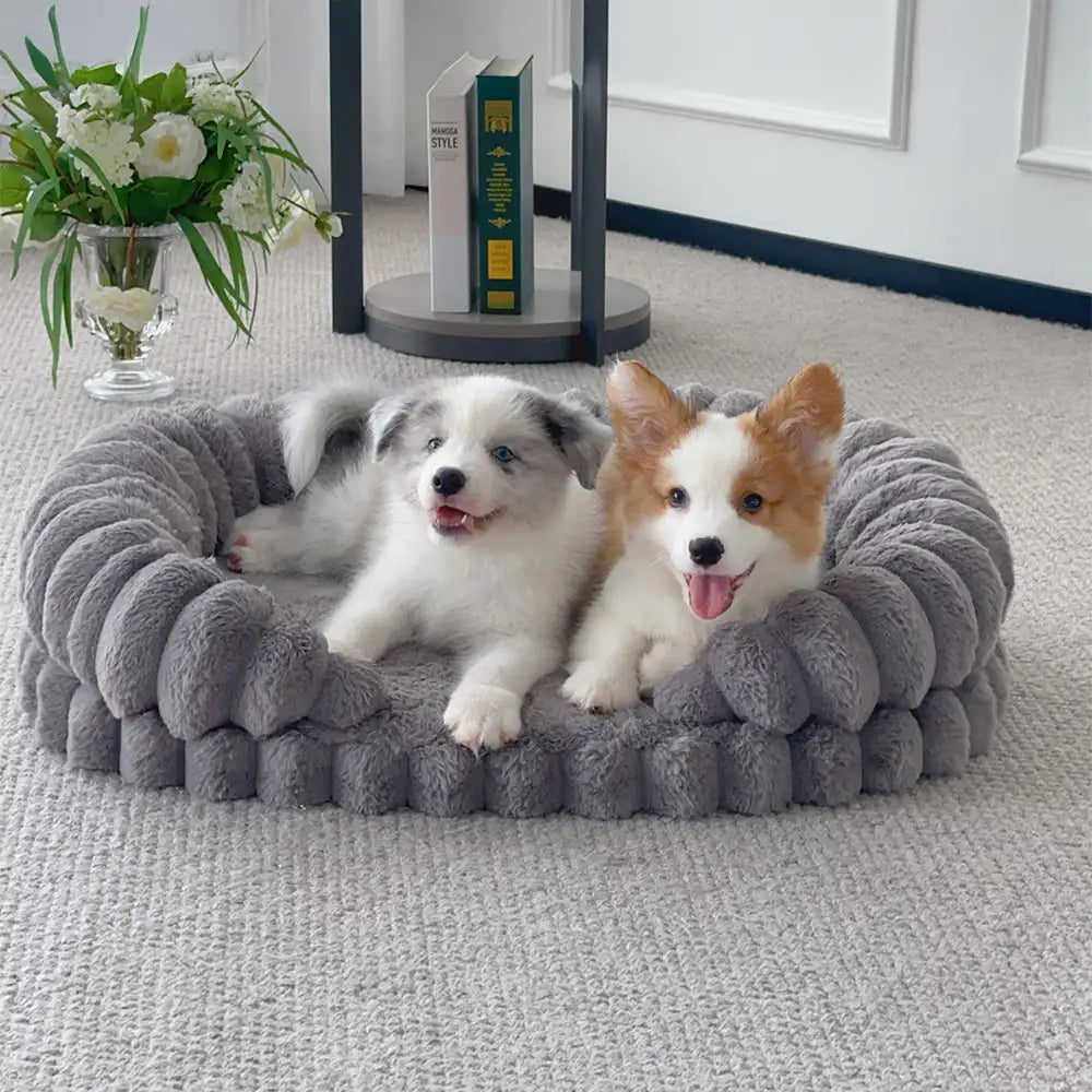 Fluffy Thickened Warm Oval Calming Comfort Dog Sofa Bed