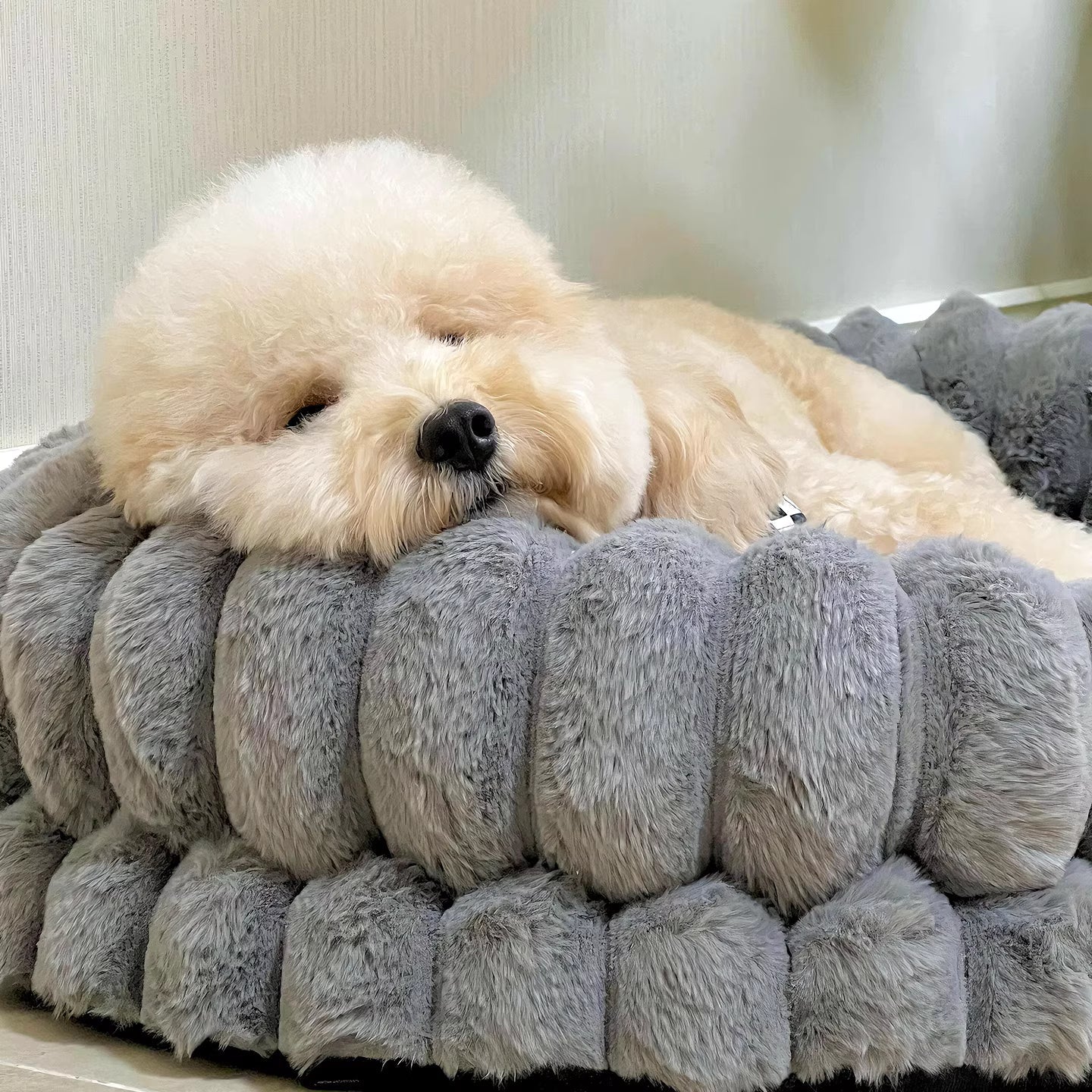 Fluffy Thickened Warm Oval Calming Comfort Dog Sofa Bed