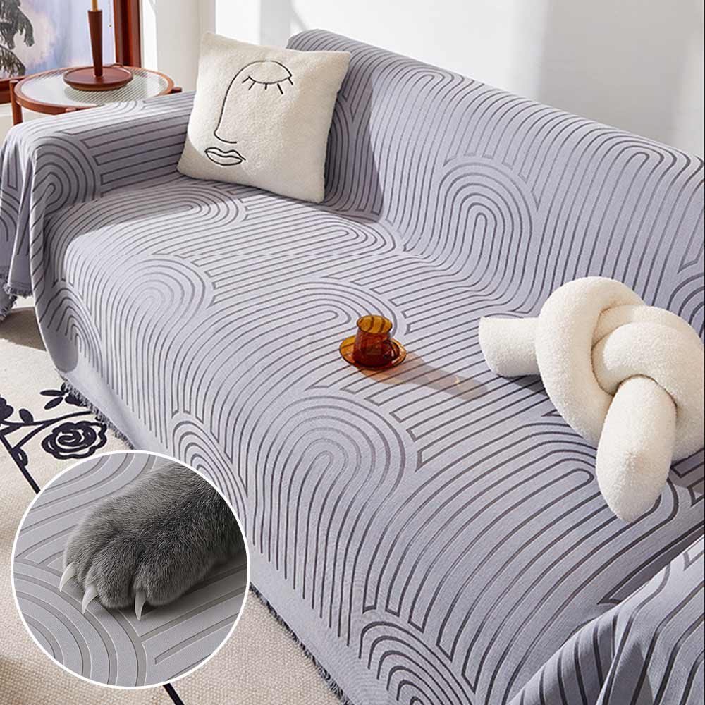 Minimalist Arch Motif Scratch-Resistant Chenille Throw Couch Cover