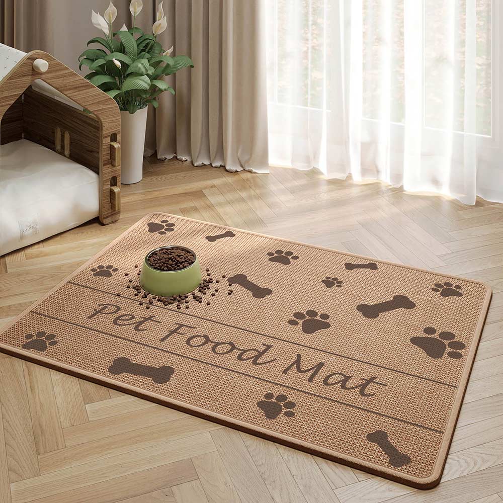 Paw & Bone Pattern Non-Slip Absorbent Pet Feeding Mat for Dog and Cat