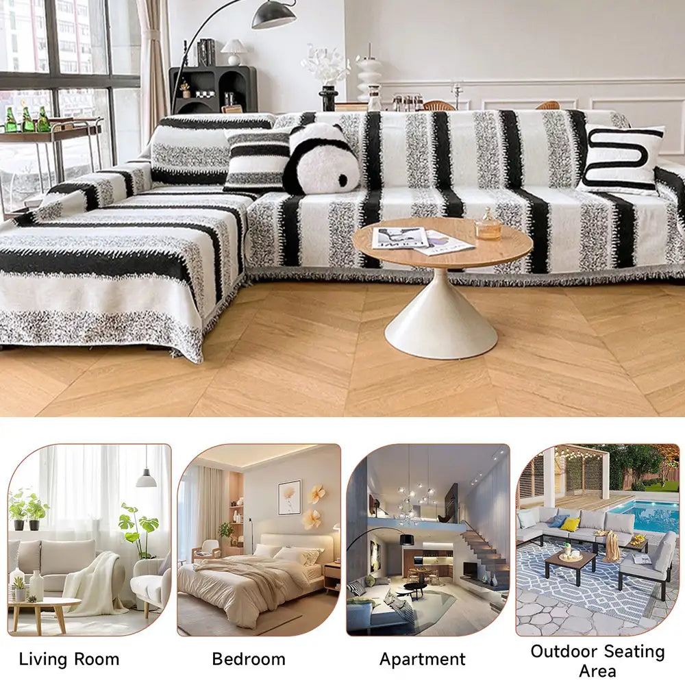 Fashion Striped Chenille Scratch-Resistant Sofa Protection Couch Cover
