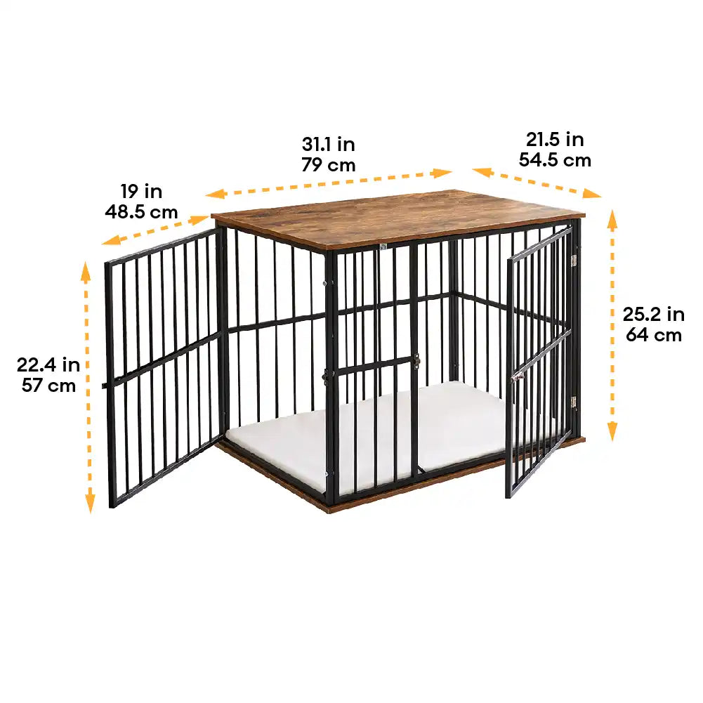 Indoor Wooden Dog Crate Furniture Multifunctional Table With Double Doors