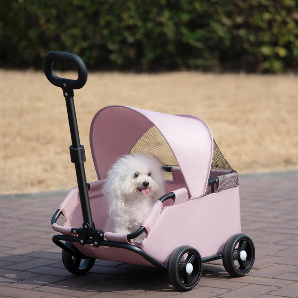 Lightweight Compact Foldable Small Dogs Pet Stroller with Sunshade Canopy