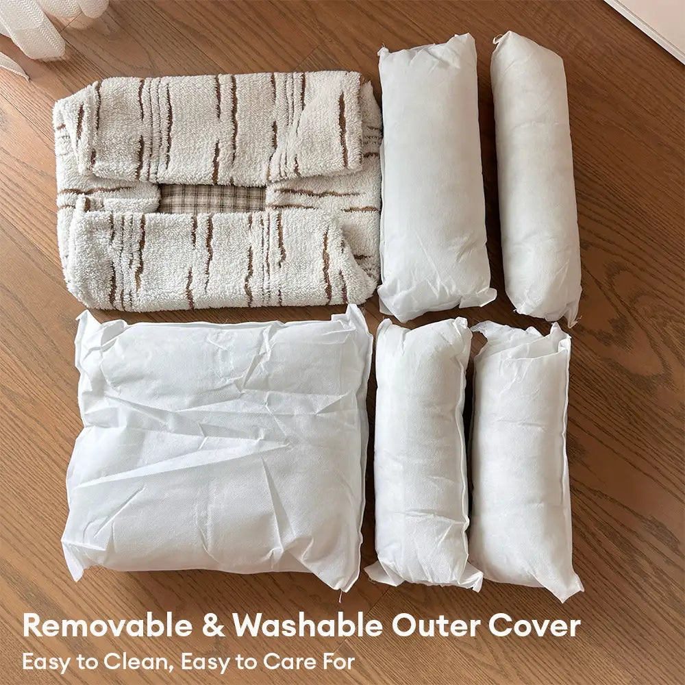 Modern Plaid Plush Thickened Square Calming Dog Bed