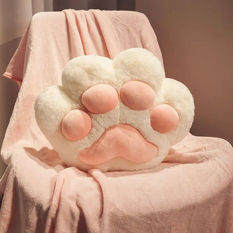 Multifunctional Cat Paw Pillow & Soft Short Plush Blanket Set